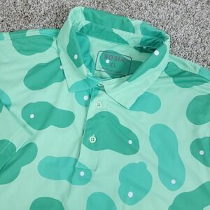 Sosik Mens XL Green AOP Putting Greens Performance Stretch Golf Polo SS